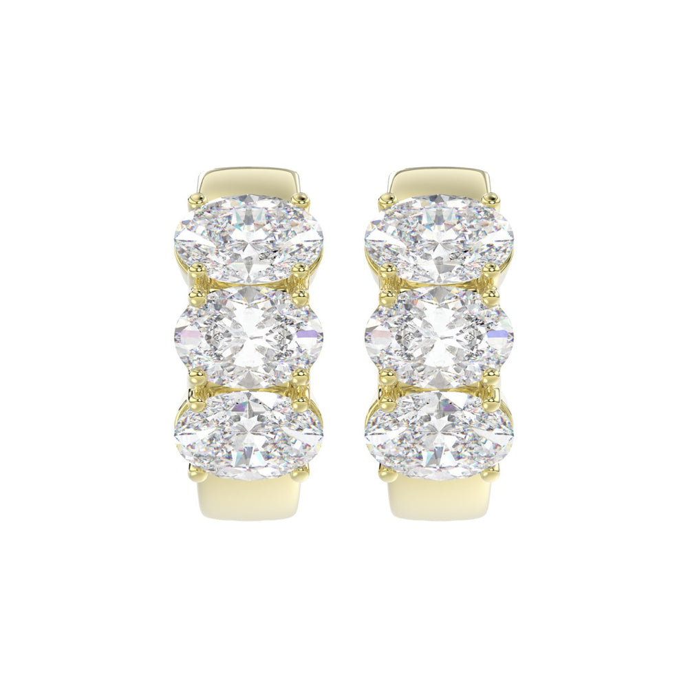 14K YELLOW GOLD 3.00CT OVAL DIAMOND LADIES HOOP EARRINGS