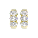 14K YELLOW GOLD 3.00CT OVAL DIAMOND LADIES HOOP EARRINGS