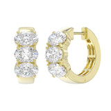 14K YELLOW GOLD 3.00CT OVAL DIAMOND LADIES HOOP EARRINGS