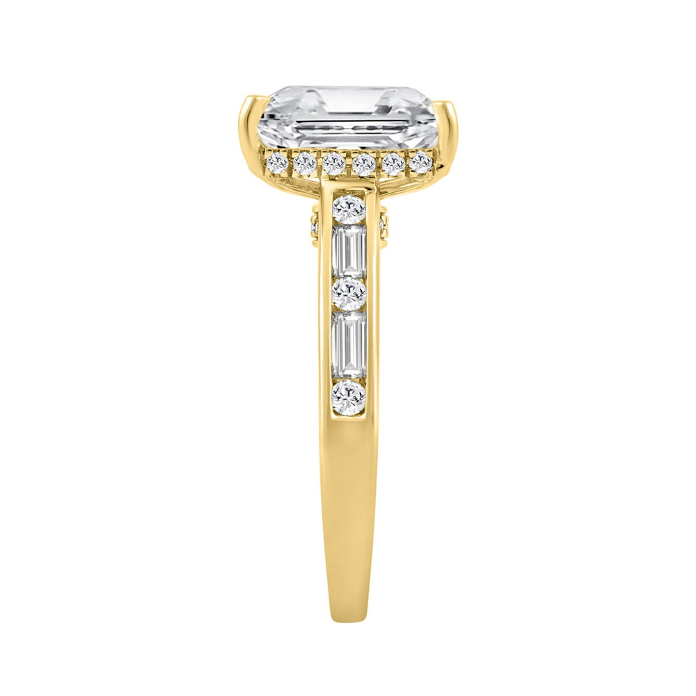 14K YELLOW GOLD 3 1/2CT ROUND/BAGUETTE/RADIANT DIAMOND LADIES RING