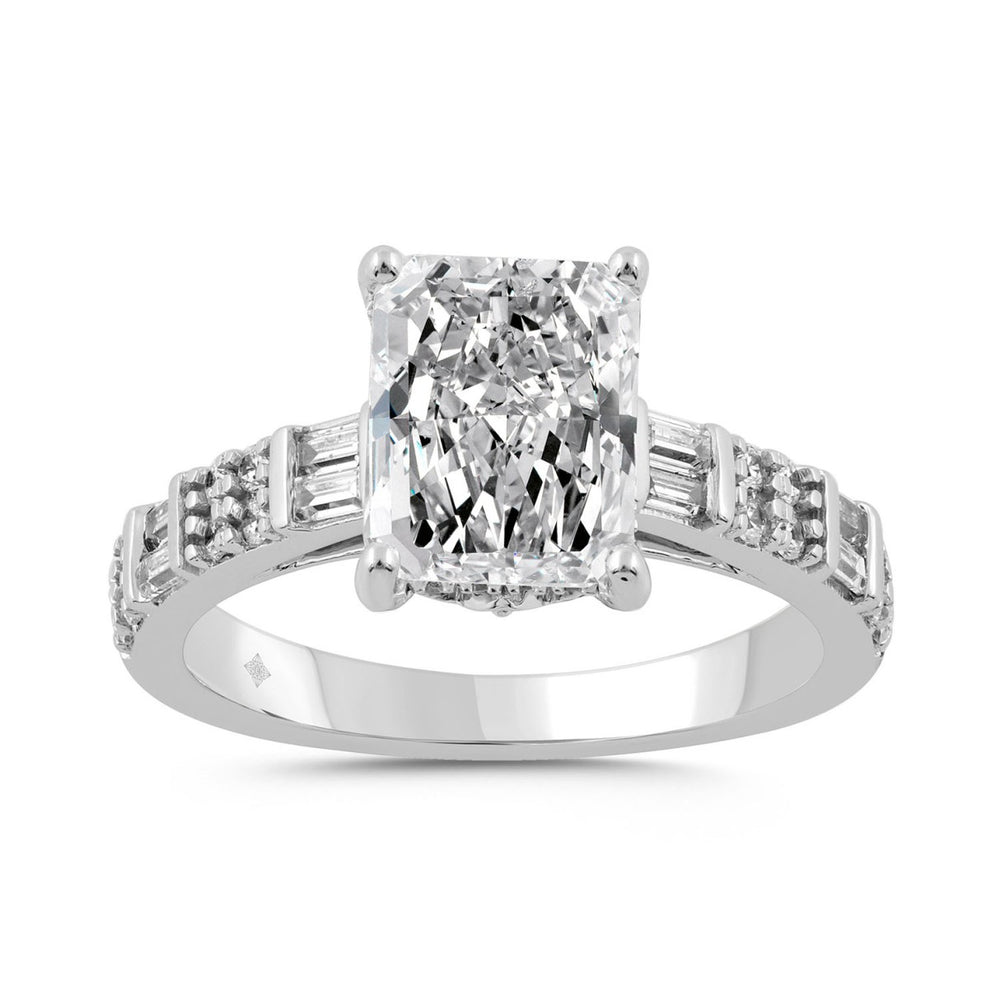 14K WHITE GOLD 3 1/2CT ROUND/BAGUETTE/RADIANT DIAMOND LADIES RING