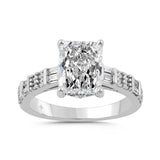 14K WHITE GOLD 3 1/2CT ROUND/BAGUETTE/RADIANT DIAMOND LADIES RING