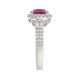 14K WHITE GOLD 2 1/2CT ROUND/BAGUETTE DIAMOND LADIES RING (CENTER STONE ROUND RUBY DIAMOND 2CT)