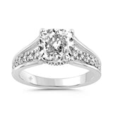 14K WHITE GOLD 2 1/2CT ROUND/CUSHION DIAMOND LADIES RING (CENTER STONE CUSHION DIAMOND 2CT)
