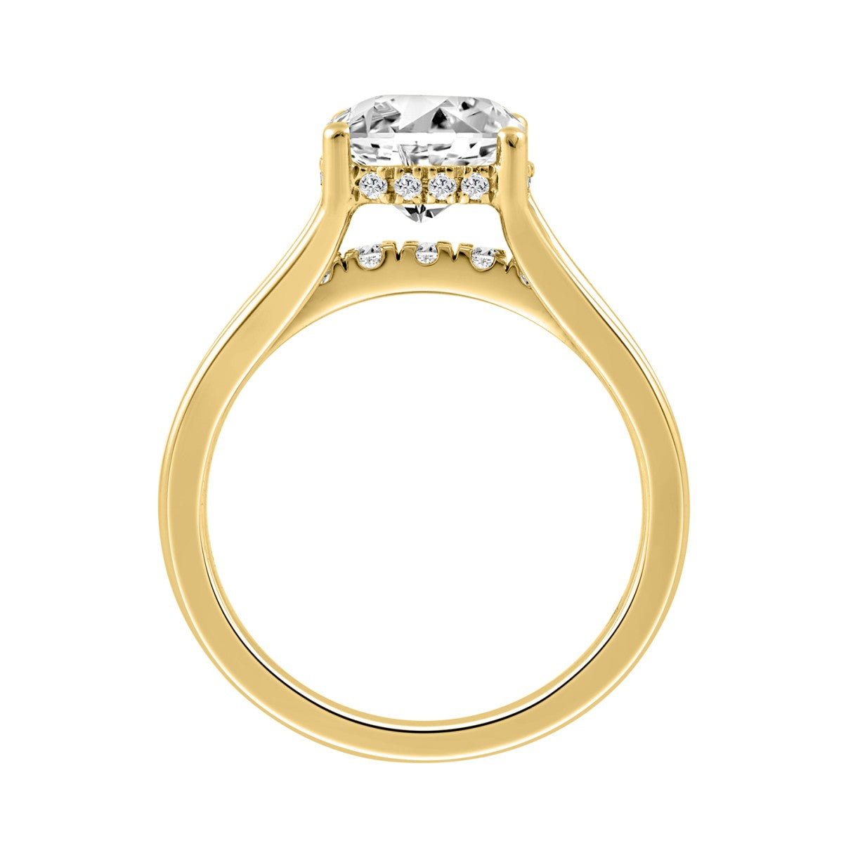 14K YELLOW GOLD 2 1/2CT ROUND/CUSHION DIAMOND LADIES RING (CENTER STONE CUSHION DIAMOND 2CT)