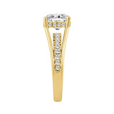 14K YELLOW GOLD 2 1/2CT ROUND/CUSHION DIAMOND LADIES RING (CENTER STONE CUSHION DIAMOND 2CT)