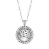 14K WHITE GOLD 3/4CT ROUND DIAMOND LADIES PENDANT WITH CHAIN