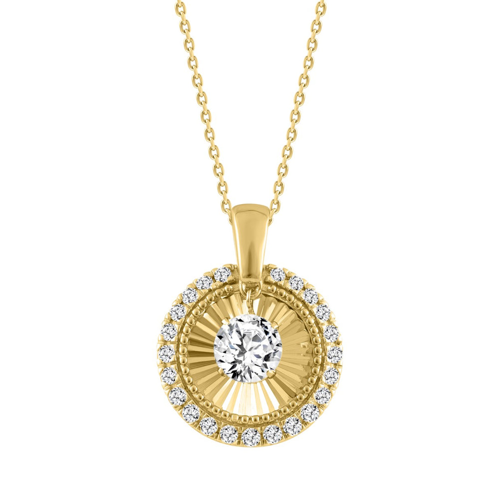 14K YELLOW GOLD 3/4CT ROUND DIAMOND LADIES PENDANT WITH CHAIN
