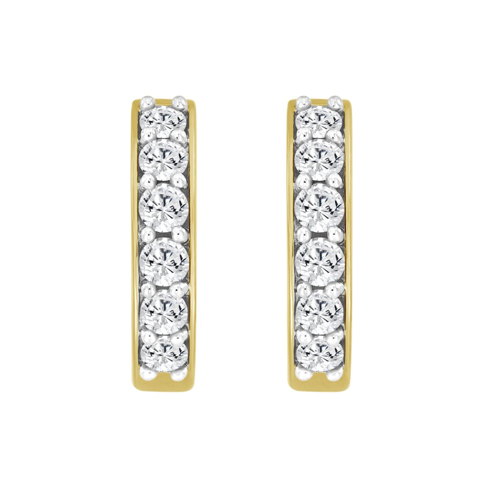 10K YELLOW GOLD 1.00CT ROUND DIAMOND LADIES HOOP EARRING