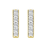 10K YELLOW GOLD 1.00CT ROUND DIAMOND LADIES HOOP EARRING