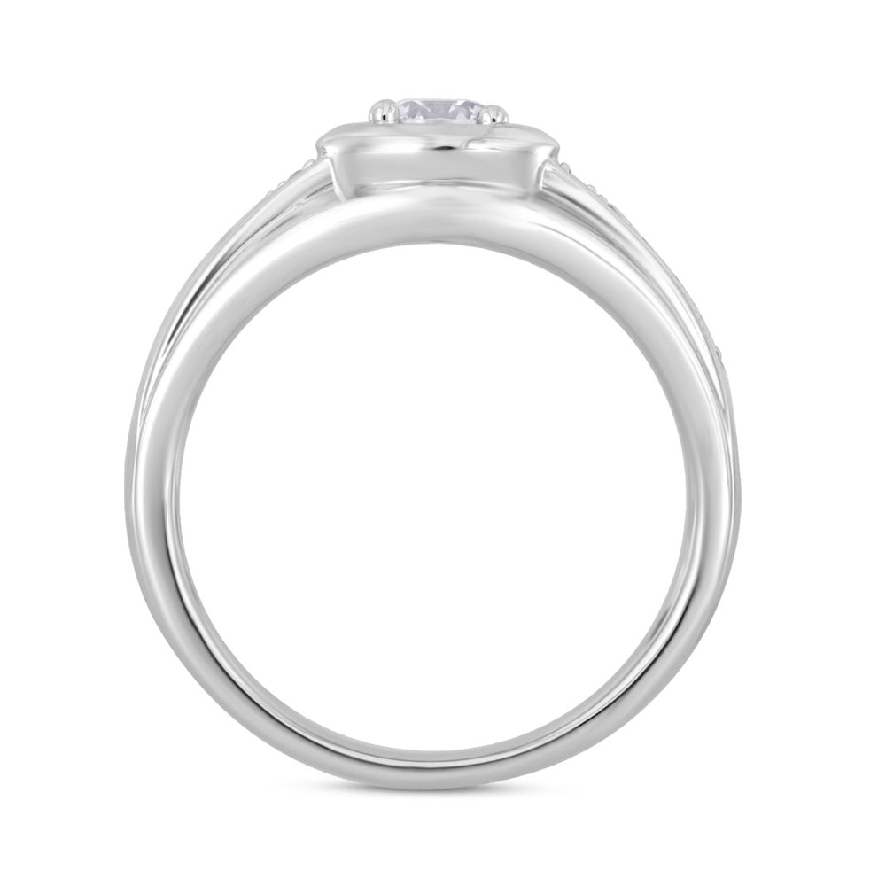 10K WHITE GOLD 3/4CT ROUND DIAMOND MEN'S RING