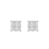 10K WHITE GOLD 1 1/2CT PRINCESS DIAMOND MEN'S EARRINGS