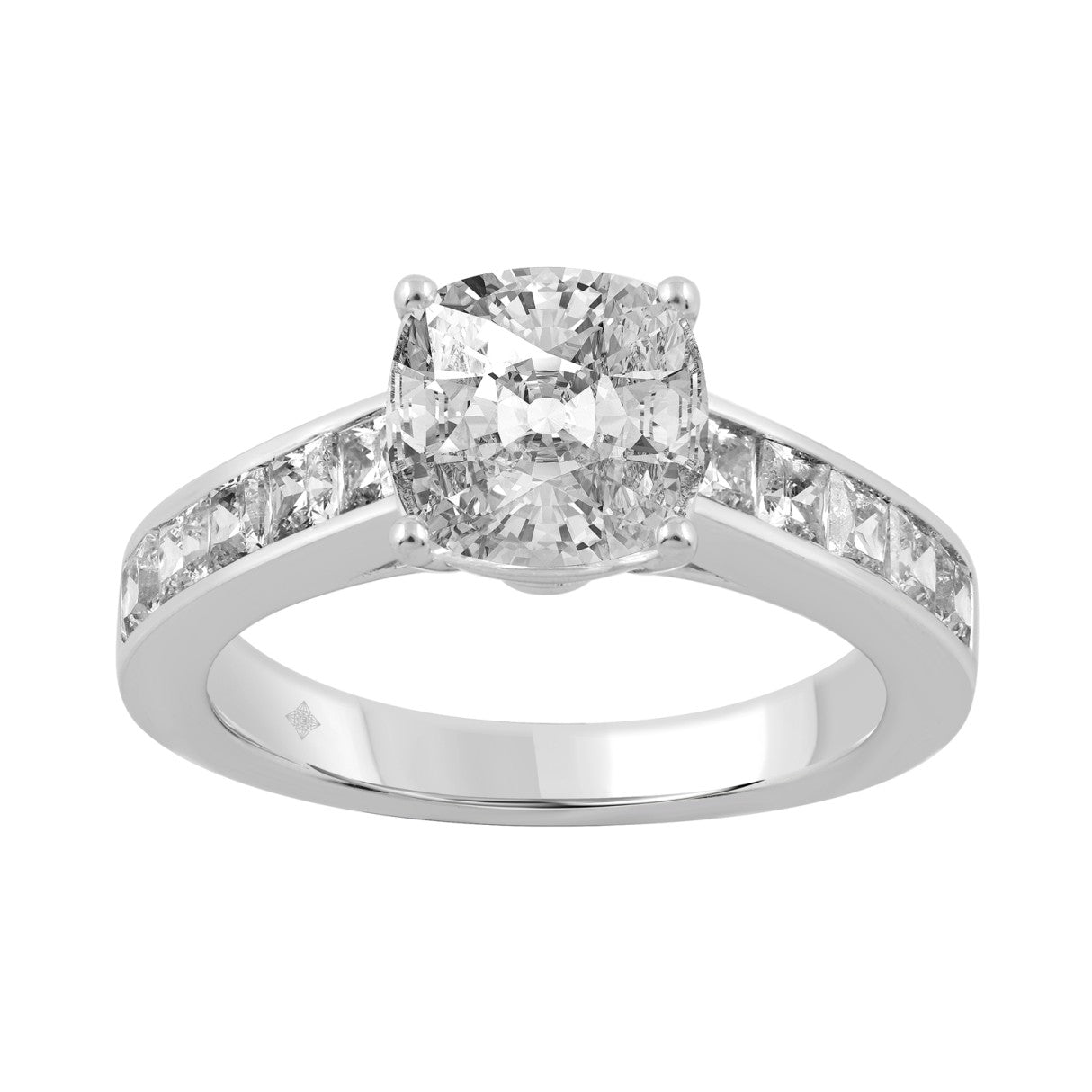 14K WHITE GOLD 3.00CT CUSHION/PRINCESS DIAMOND LADIES RING
