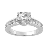 14K WHITE GOLD 3.00CT CUSHION/PRINCESS DIAMOND LADIES RING