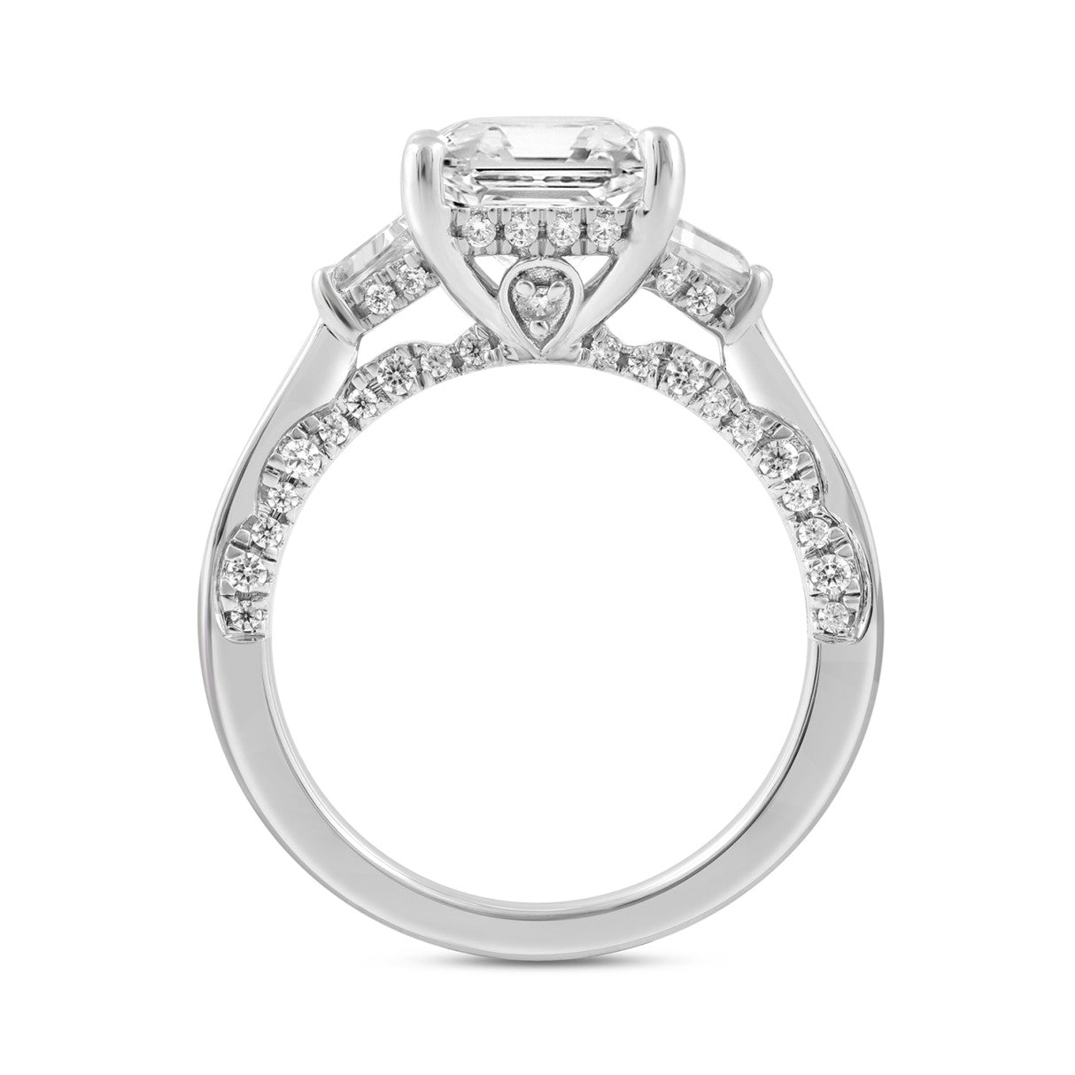 14K WHITE GOLD 4 1/4CT ROUND/RADIANT/BAGUETTE /TRAPEZOID DIAMOND LADIES RING