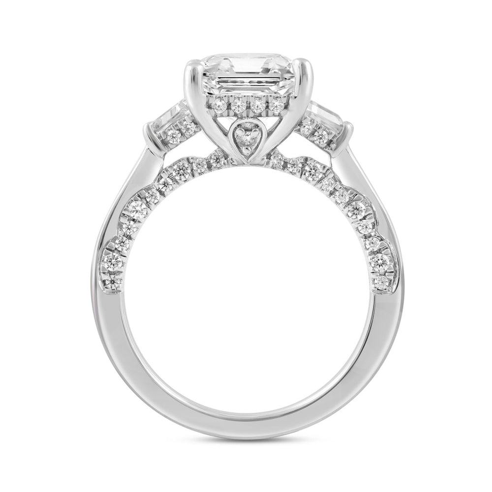 14K WHITE GOLD 4 1/4CT ROUND/RADIANT/BAGUETTE /TRAPEZOID DIAMOND LADIES RING