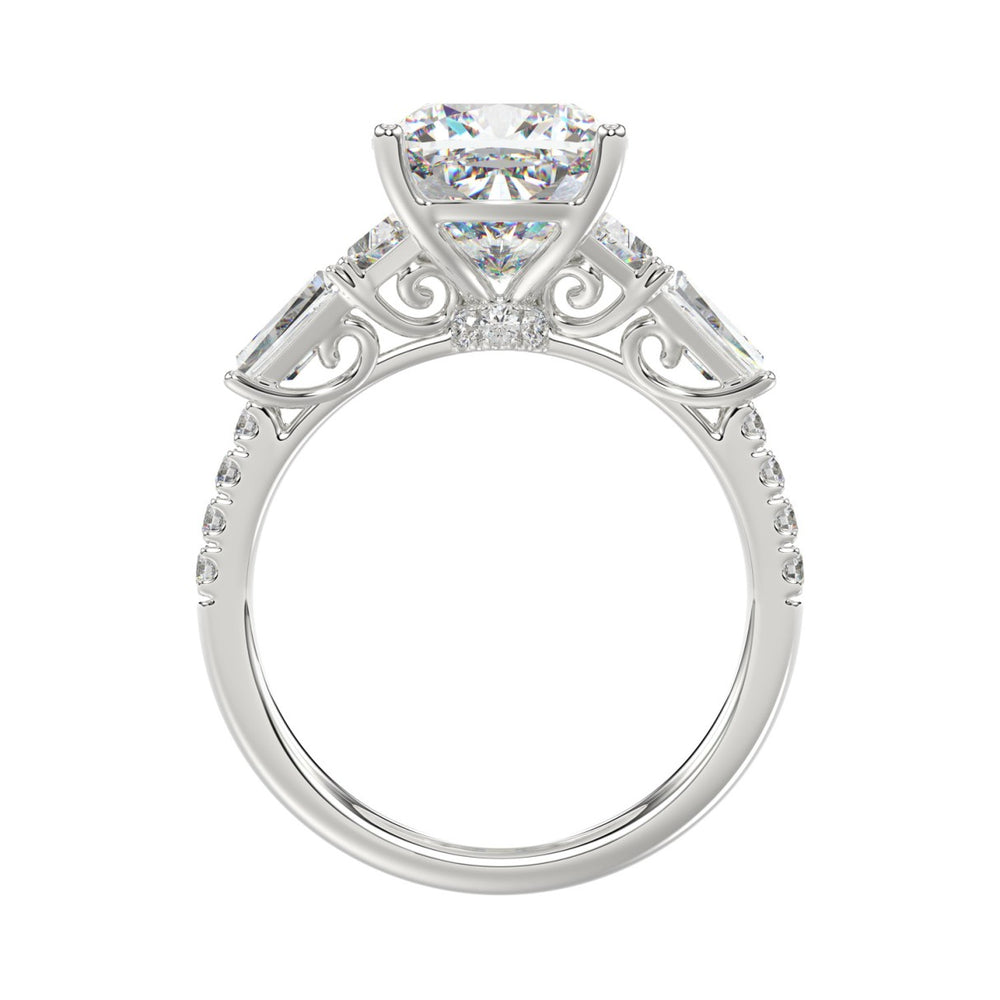 14K WHITE GOLD 4.00CT ROUND/CUSHION/TRAPEZOID/TAPER BAGUETTE DIAMOND LADIES RING