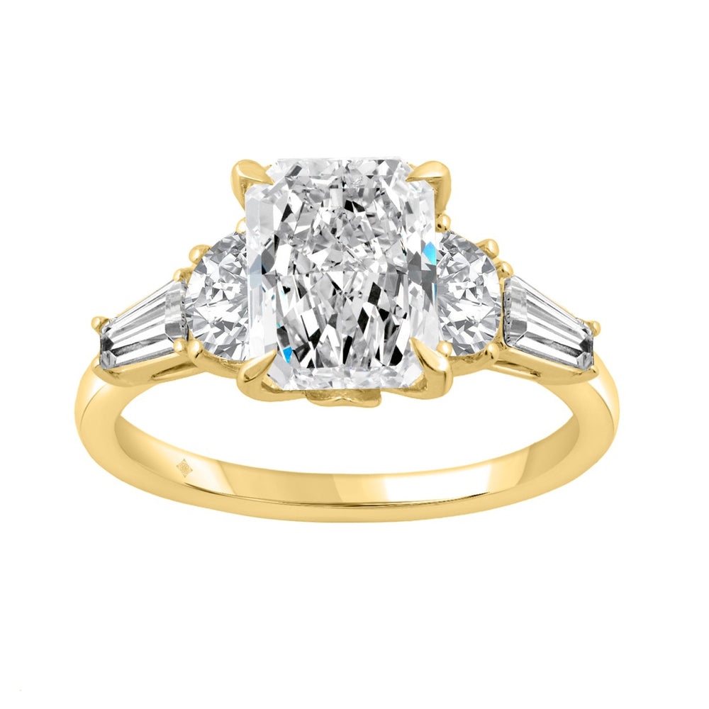 14K YELLOW GOLD 4.00CT RADIANT/HALF MOON/TAPER BAGUETTE DIAMOND LADIES RING