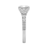 14K WHITE GOLD 2 1/2CT ROUND/CUSHION/BAGUETTE DIAMOND LADIES RING (CENTER STONE CUSHION DIAMOND 2CT)