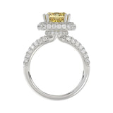 14K WHITE GOLD  4.00CT ROUND/YELLOW CUSHION DIAMOND LADIES RING (CENTER STONE CUSHION YELLOW DIAMOND 3.00CT)
