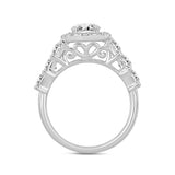 14K WHITE GOLD 3 1/10CT ROUND/PRINCESS DIAMOND LADIES RING (CENTER STONE OVAL DIAMOND 1 1/4CT)