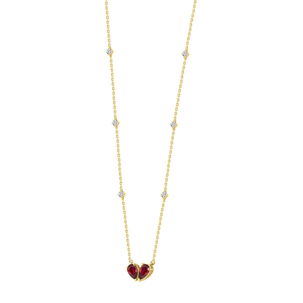 14K YELLOW GOLD 2 7/8CT ROUND/PEAR DIAMOND LADIES NECKLACE (RUBY DIAMOND 2 3/8CT)