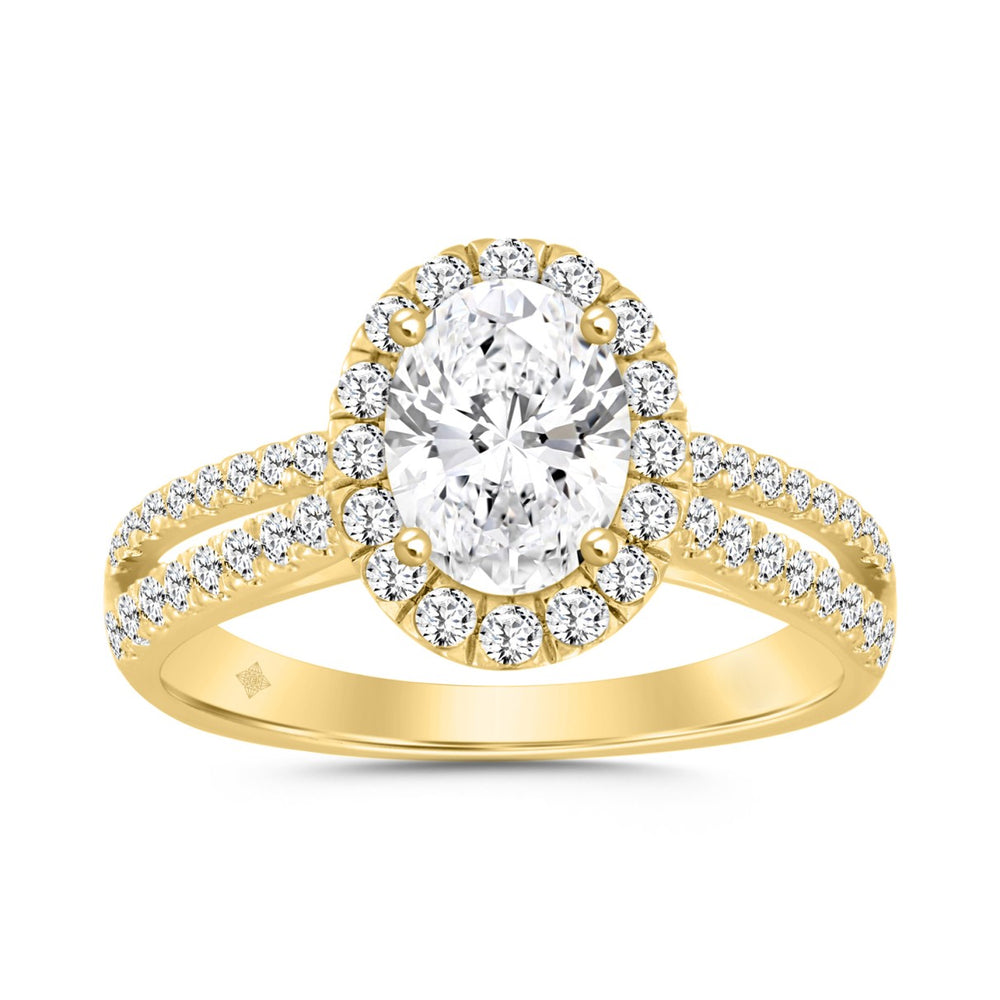 14K YELLOW GOLD 2.00CT ROUND/OVAL DIAMOND LADIES RING (CENTER STONE OVAL DIAMOND 1 1/2CT)