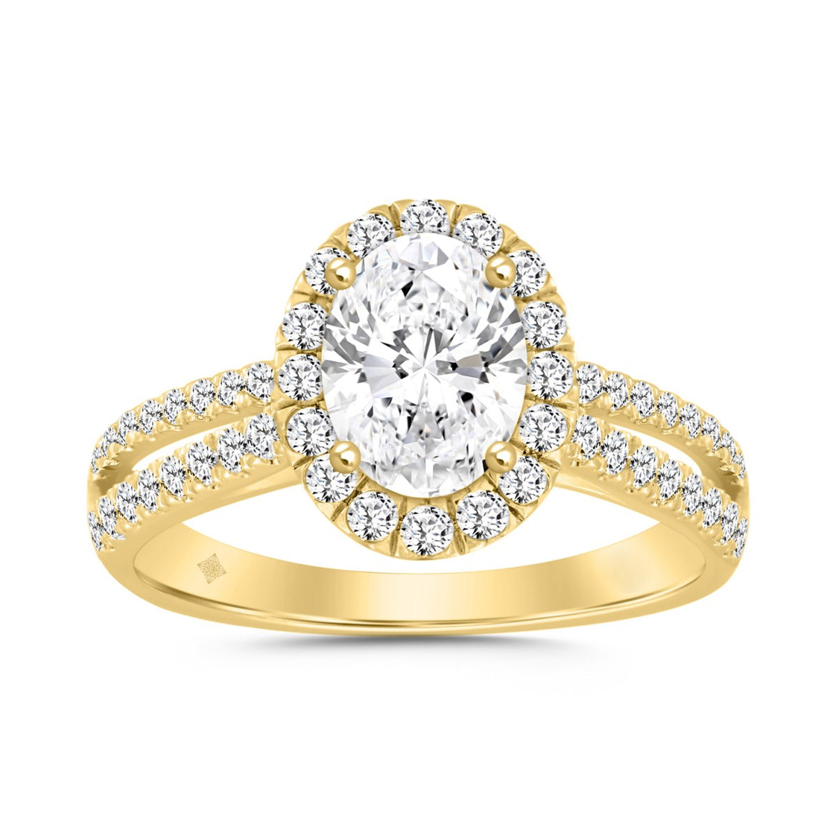 14K YELLOW GOLD 2.00CT ROUND/OVAL DIAMOND LADIES RING (CENTER STONE OVAL DIAMOND 1 1/2CT)