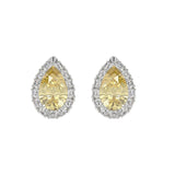 14K WHITE/YELLOW GOLD 2 1/2CT ROUND/YELLOW PEAR DIAMOND LADIES EARRING (CENTER STONE PEAR DIAMOND 1CT)