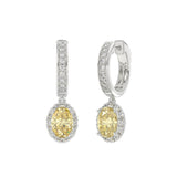 1K WHITE GOLD 2 3/4CT ROUND/YELLOW OVAL DIAMOND LADIES EARRINGS