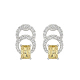 14K WHITE GOLD 2 3/4CT ROUND/YELLOW RADIANT DIAMOND LADIES EARRINGS