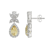 14K WHITE GOLD 3 1/2CT ROUND/YELLOW PEAR/MARQUISE DIAMOND LADIES EARRINGS