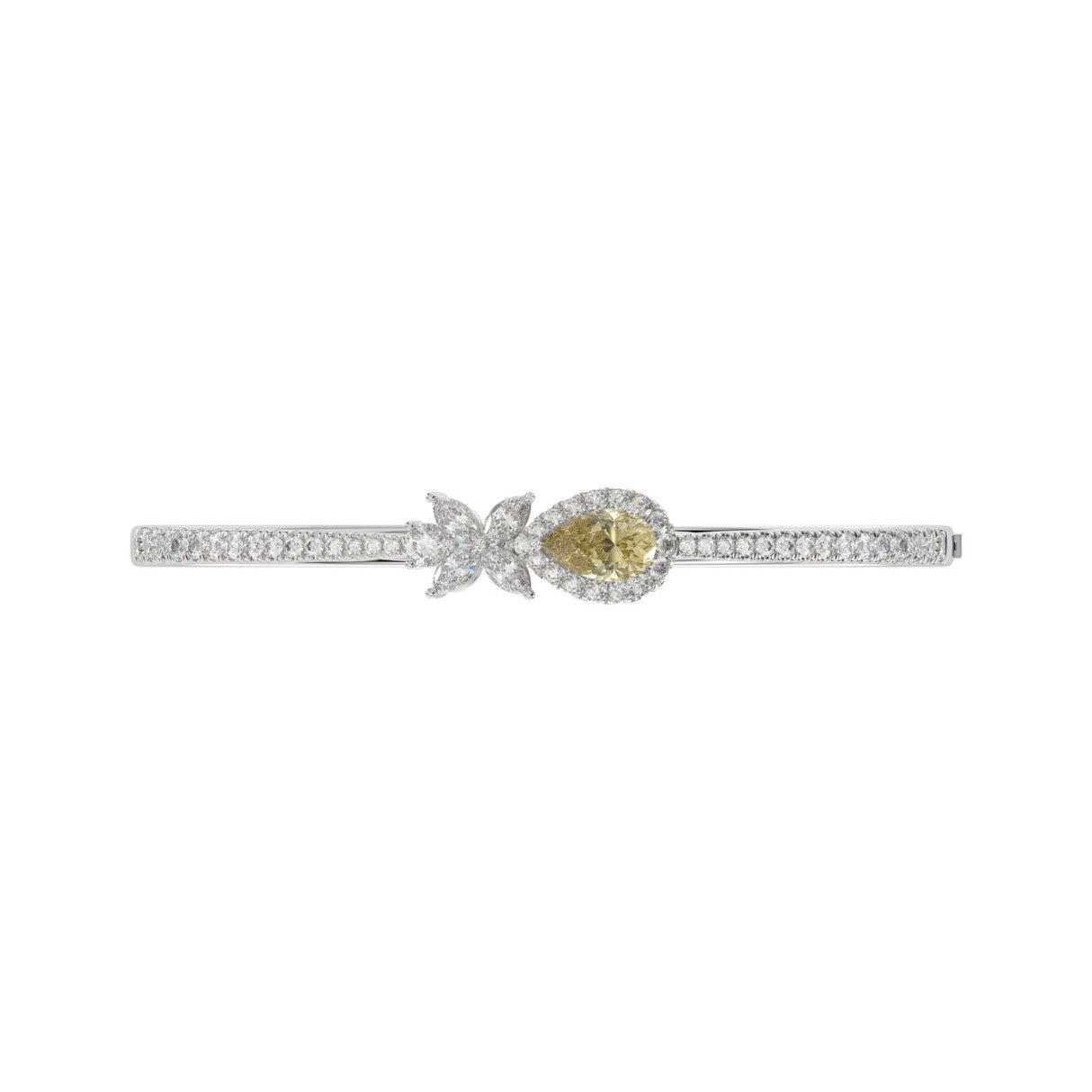 1K WHITE GOLD 2 1/2CT ROUND/PEAR/MARQUISE DIAMOND LADIES BANGLE