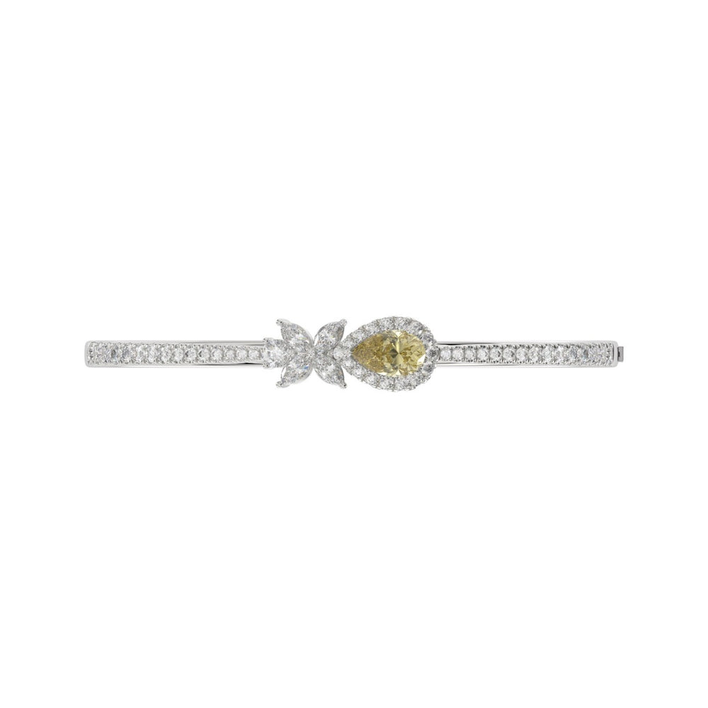 1K WHITE GOLD 2 1/2CT ROUND/PEAR/MARQUISE DIAMOND LADIES BANGLE