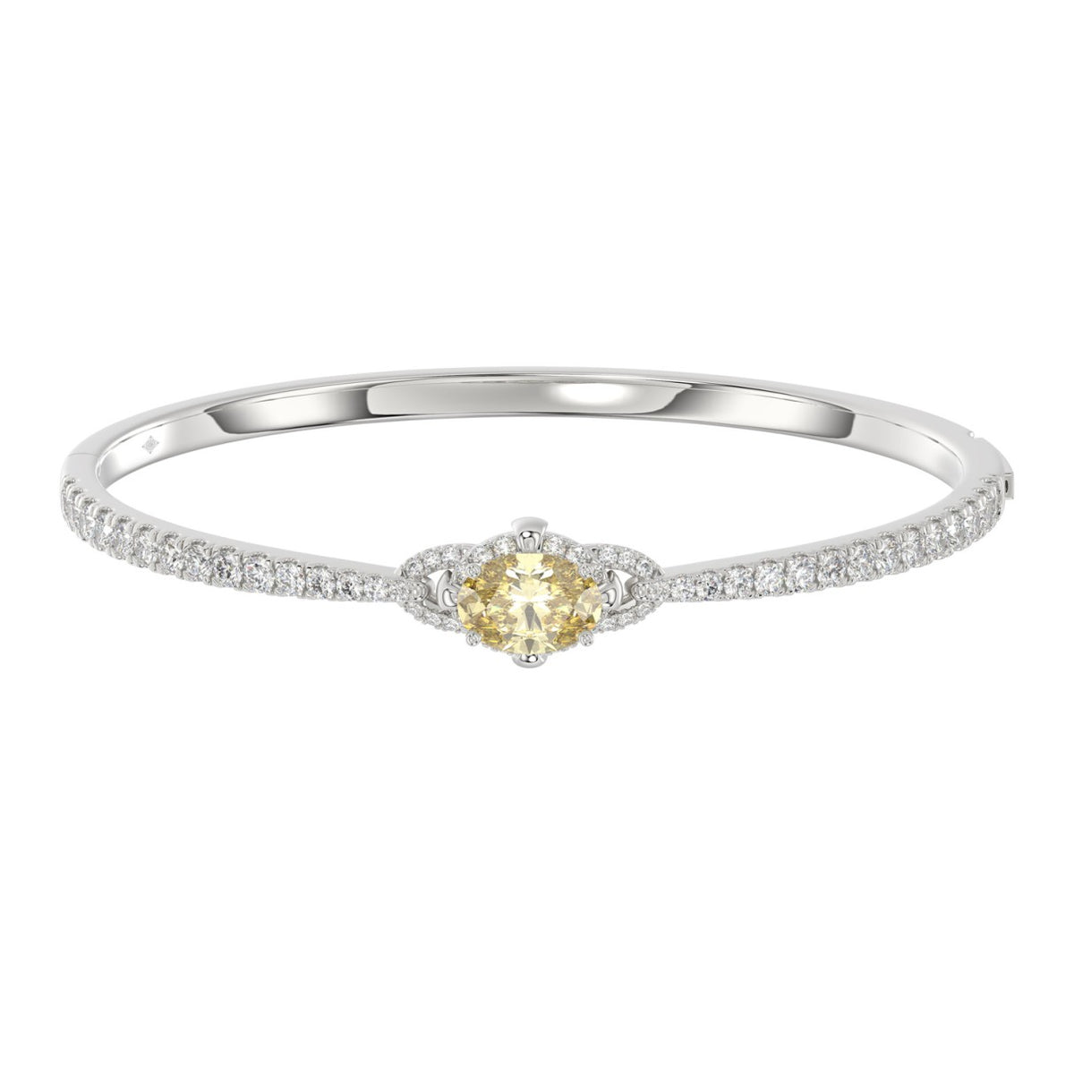 14K WHITE GOLD 3.00CT ROUND/OVAL DIAMOND LADIES BANGLE