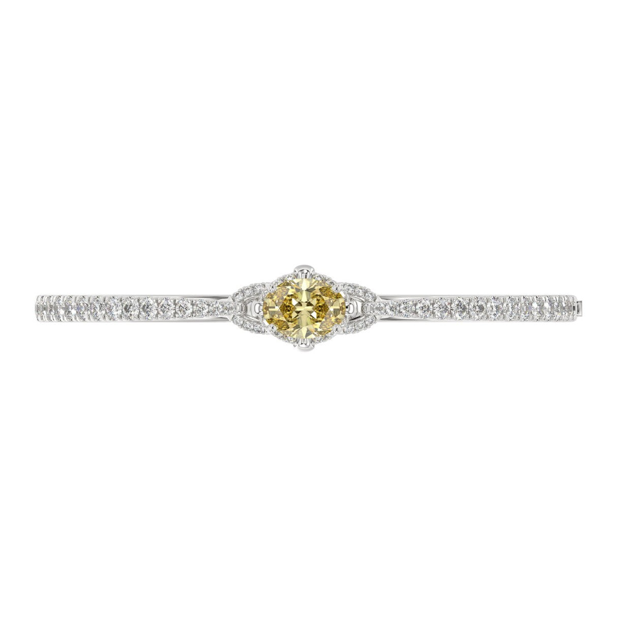 14K WHITE GOLD 3.00CT ROUND/OVAL DIAMOND LADIES BANGLE