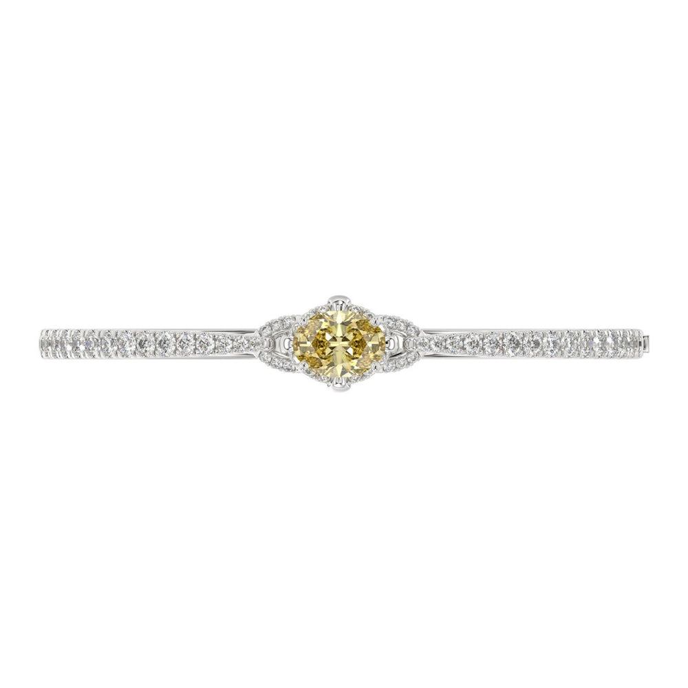 14K WHITE GOLD 3.00CT ROUND/OVAL DIAMOND LADIES BANGLE