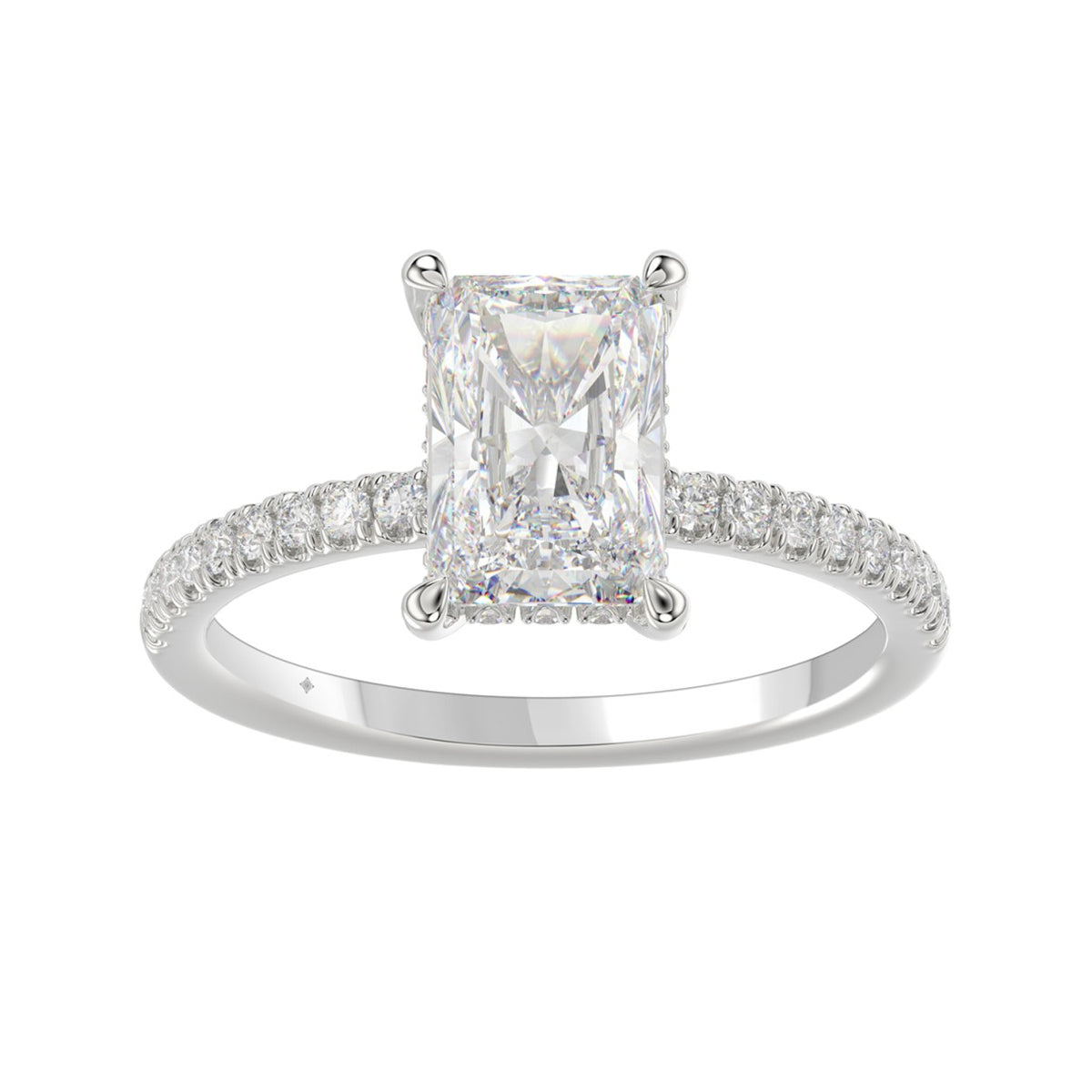 14K WHITE GOLD 2 1/4CT ROUND/RADIANT DIAMOND LADIES RING (CENTER STONE RADIANT DIAMOND 2CT)