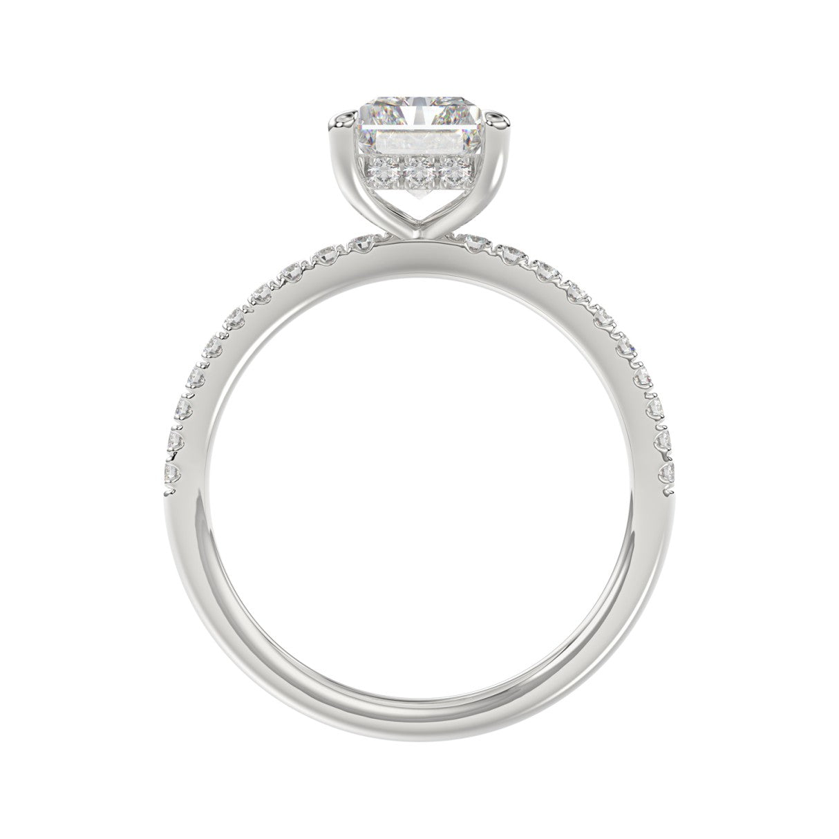 14K WHITE GOLD 2 1/4CT ROUND/RADIANT DIAMOND LADIES RING (CENTER STONE RADIANT DIAMOND 2CT)