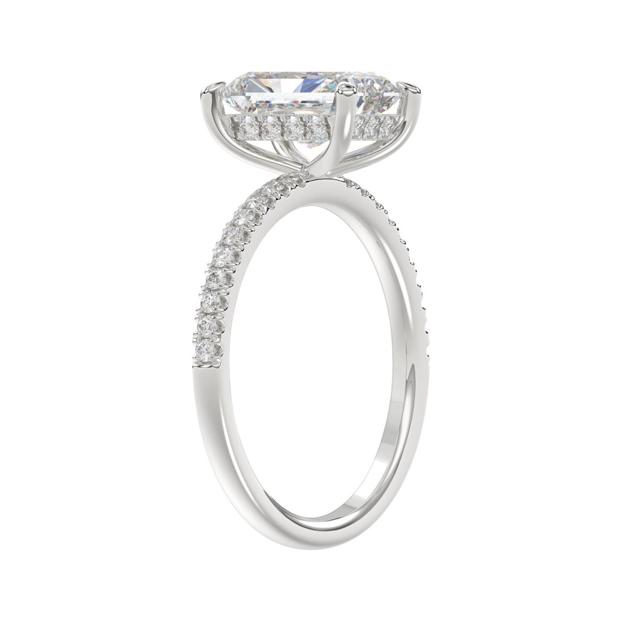 14K WHITE GOLD 2 1/4CT ROUND/RADIANT DIAMOND LADIES RING (CENTER STONE RADIANT DIAMOND 2CT)