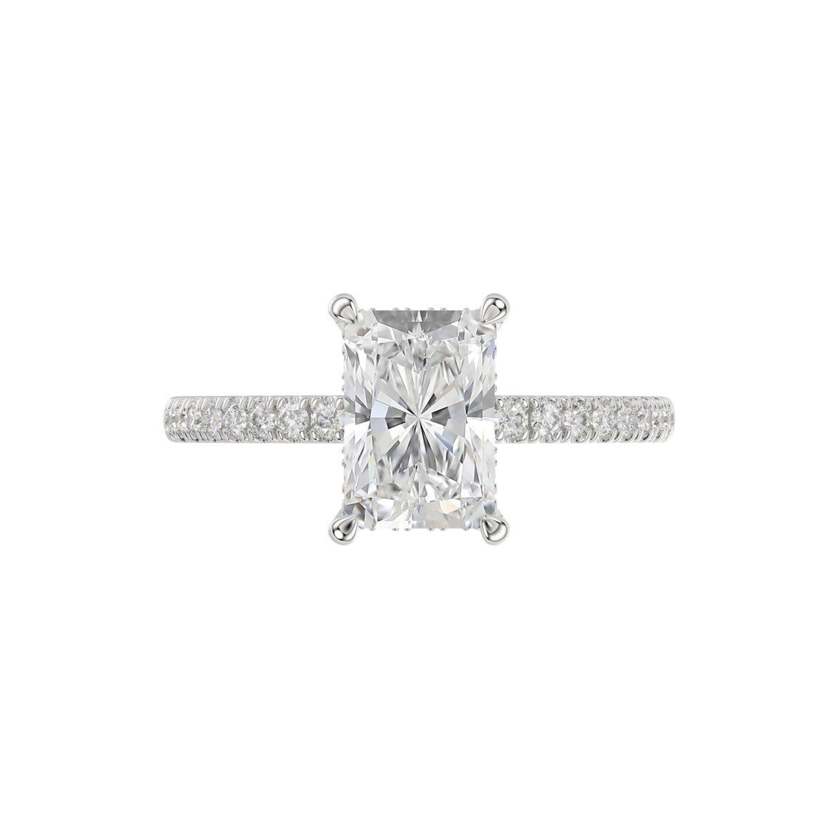 14K WHITE GOLD 2 1/4CT ROUND/RADIANT DIAMOND LADIES RING (CENTER STONE RADIANT DIAMOND 2CT)