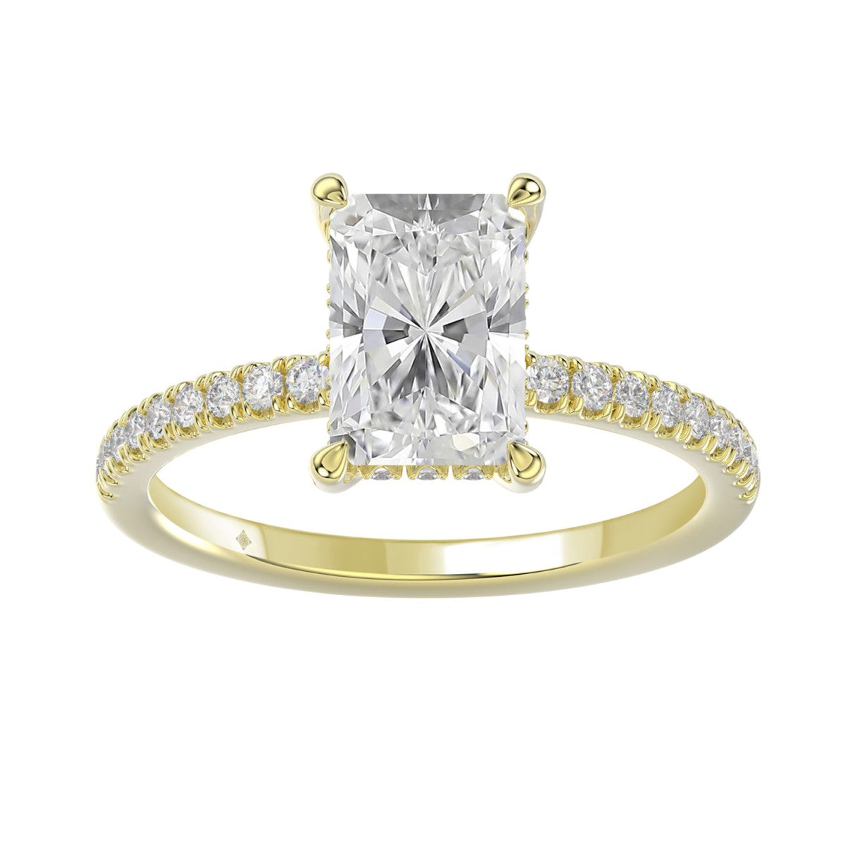 14K YELLOW GOLD 2 1/4CT ROUND/RADIANT DIAMOND LADIES RING (CENTER STONE RADIANT DIAMOND 2CT)
