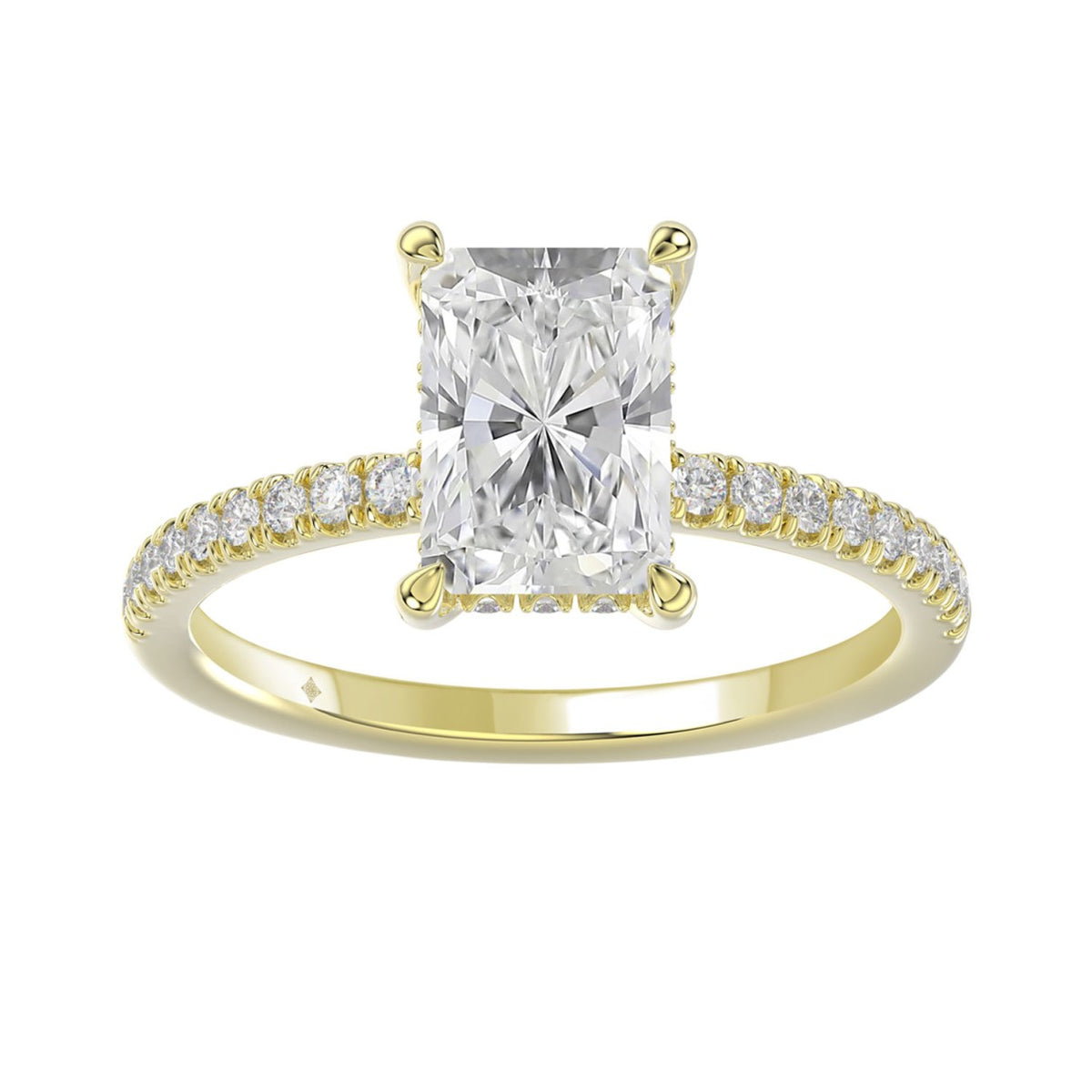 14K YELLOW GOLD 2 1/4CT ROUND/RADIANT DIAMOND LADIES RING (CENTER STONE RADIANT DIAMOND 2CT)