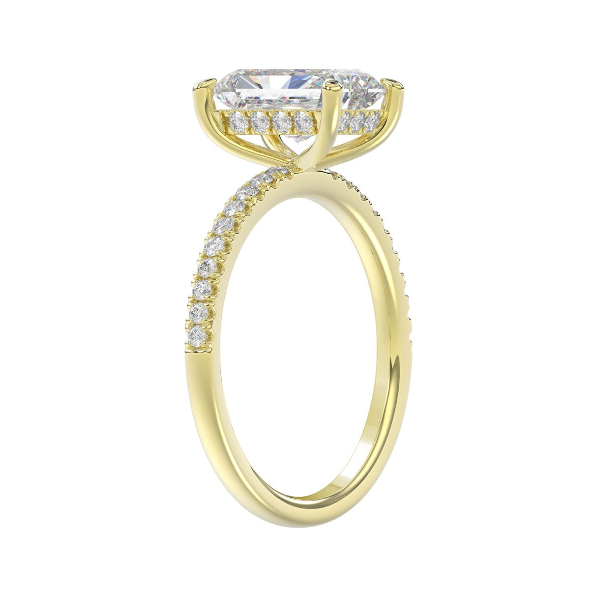14K YELLOW GOLD 2 1/4CT ROUND/RADIANT DIAMOND LADIES RING (CENTER STONE RADIANT DIAMOND 2CT)