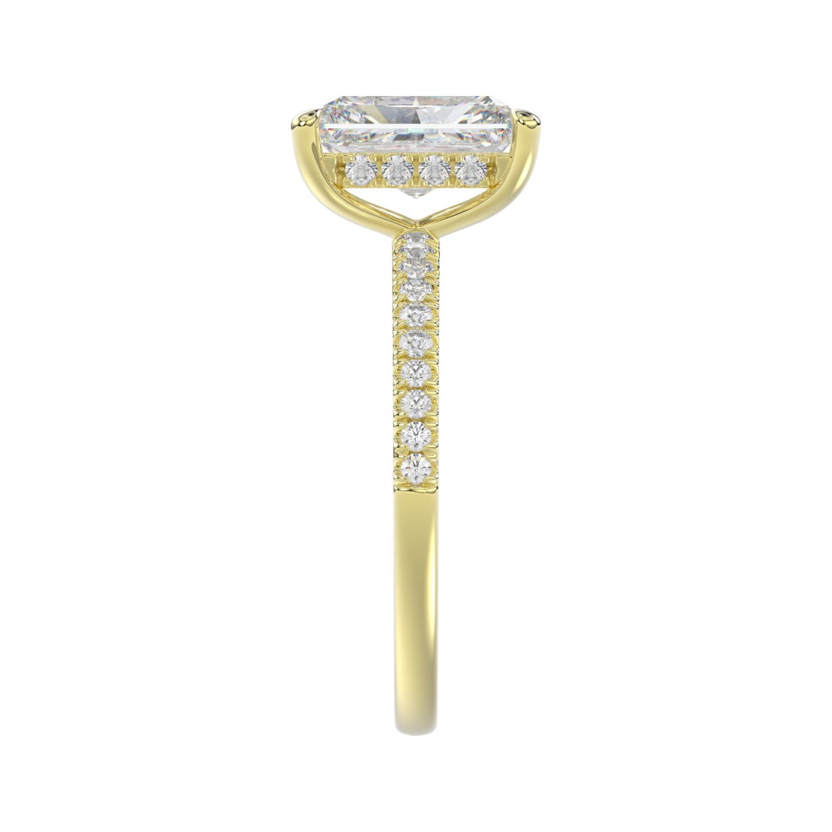 14K YELLOW GOLD 2 1/4CT ROUND/RADIANT DIAMOND LADIES RING (CENTER STONE RADIANT DIAMOND 2CT)