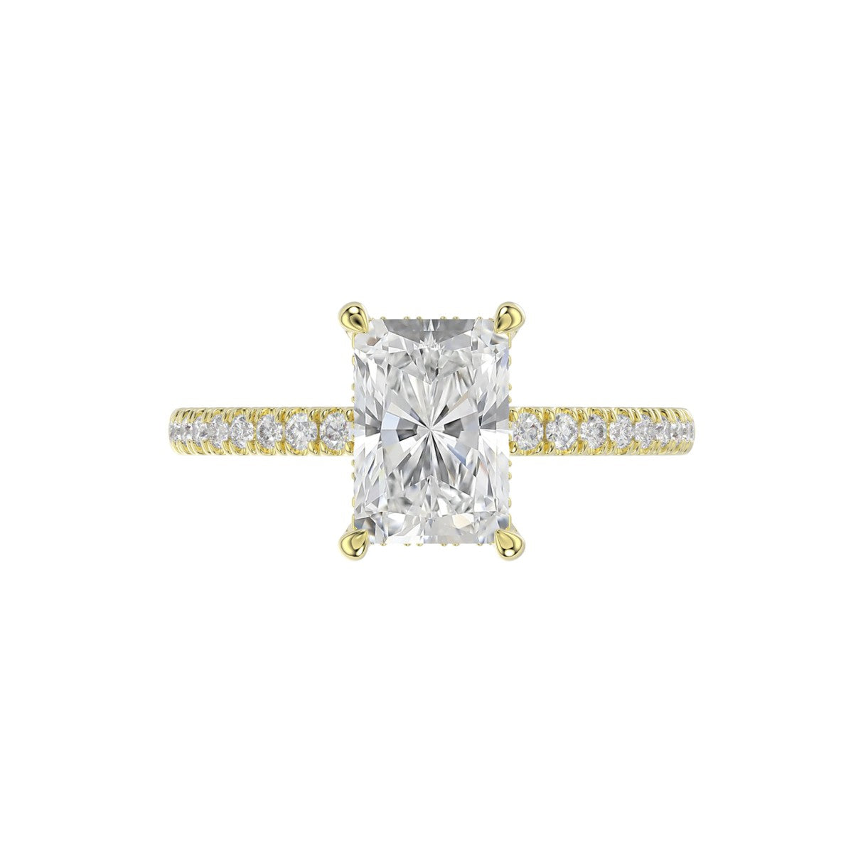 14K YELLOW GOLD 2 1/4CT ROUND/RADIANT DIAMOND LADIES RING (CENTER STONE RADIANT DIAMOND 2CT)