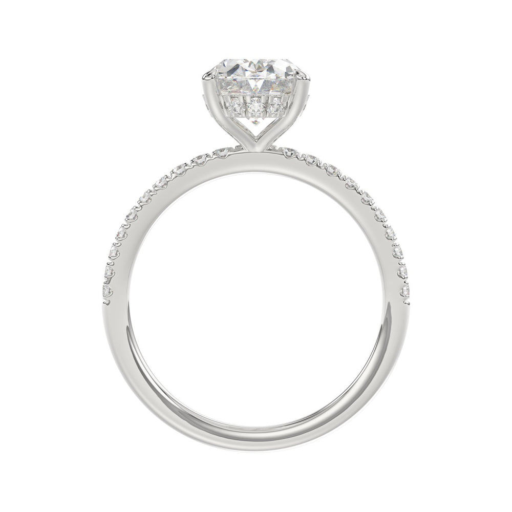 14K WHITE GOLD 2 1/5CT ROUND/OVAL DIAMOND LADIES RING (CENTER STONE OVAL DIAMOND 2CT)