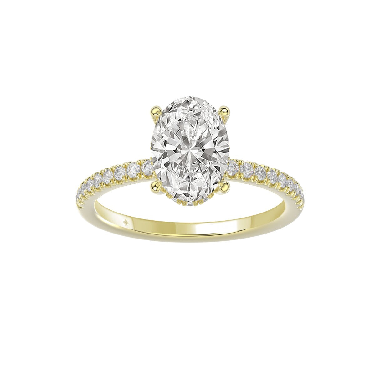 14K YELLOW GOLD 2 1/5CT ROUND/OVAL DIAMOND LADIES RING (CENTER STONE OVAL DIAMOND 2CT)