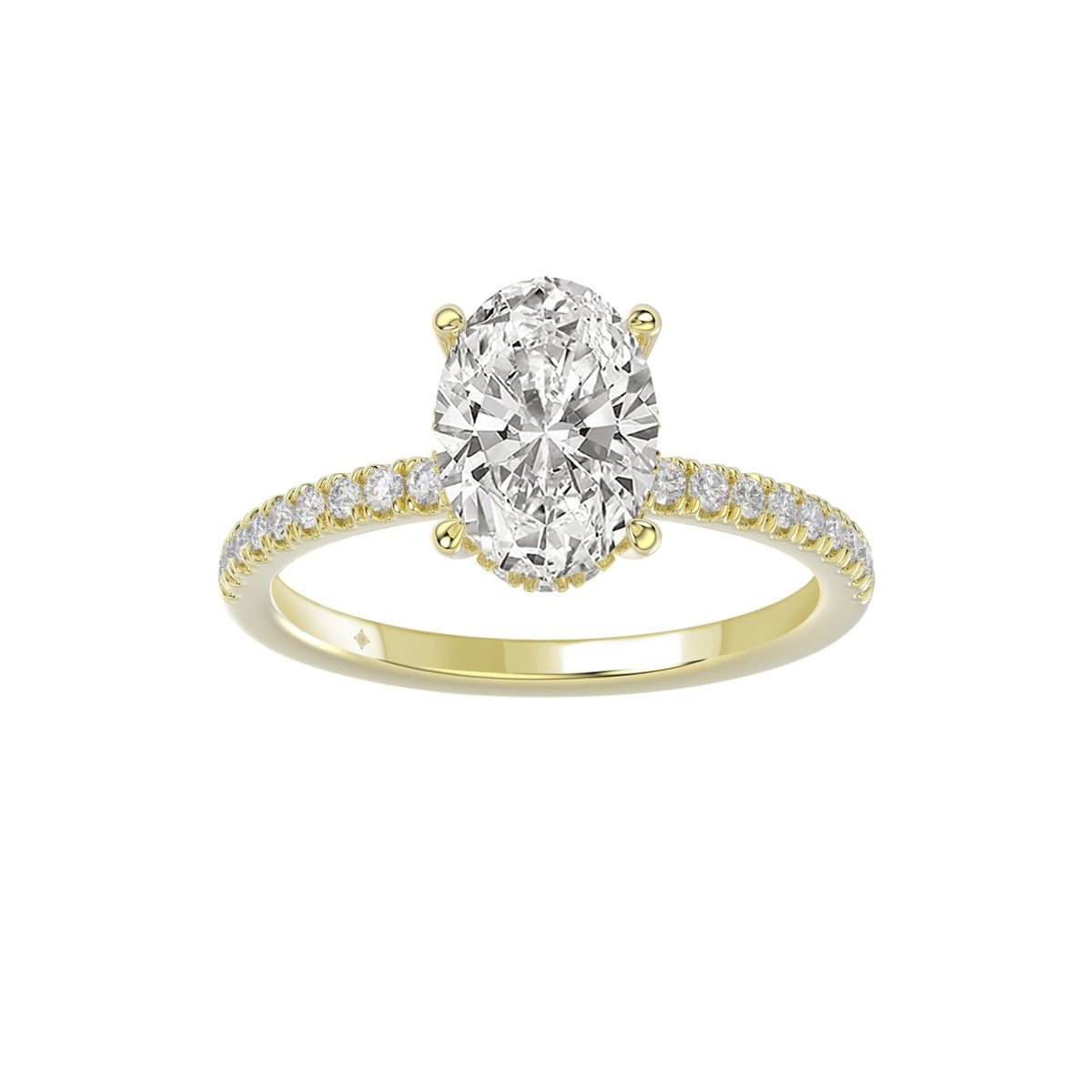 14K YELLOW GOLD 2 1/5CT ROUND/OVAL DIAMOND LADIES RING (CENTER STONE OVAL DIAMOND 2CT)