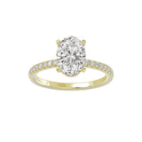 14K YELLOW GOLD 2 1/5CT ROUND/OVAL DIAMOND LADIES RING (CENTER STONE OVAL DIAMOND 2CT)